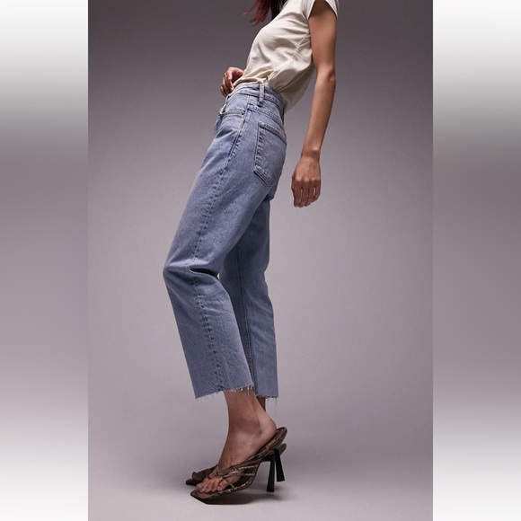 Topshop Raw Hem Crop Straight Jeans (Petite) - Picture 3 of 12